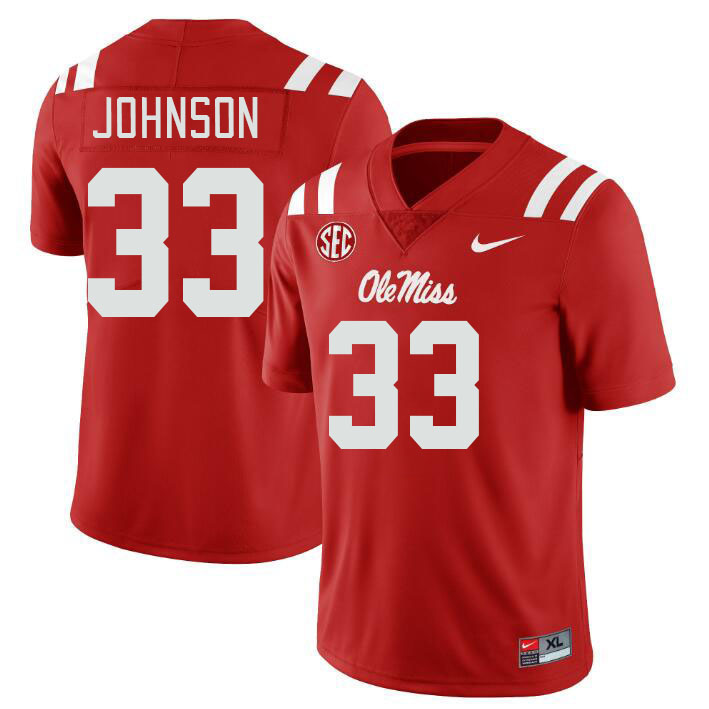 Ole Miss Rebels #33 Antione Johnson College Football Jerseys Stitched Sale-Red